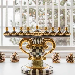 Courtly Check Ceramic Menorah