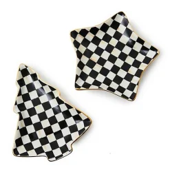 Courtly Check Ceramic Star  Tree Trinket Trays, Set of 2