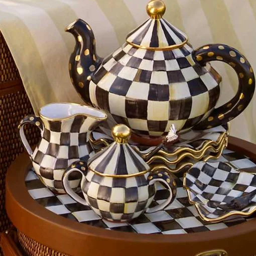 Courtly Check Ceramic Sugar Bowl with Lid