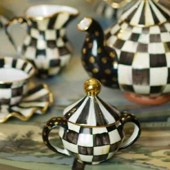 Courtly Check Ceramic Sugar Bowl with Lid