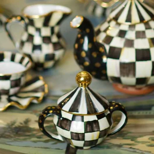 Courtly Check Ceramic Sugar Bowl with Lid