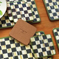 Courtly Check Cork Back Coasters, Set of 4