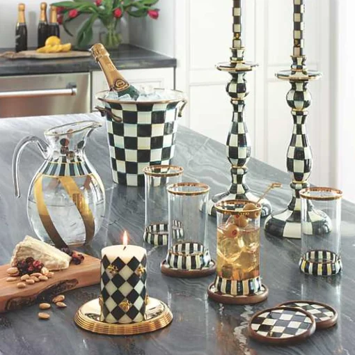 Courtly Check Enamel Coasters, Set of 4