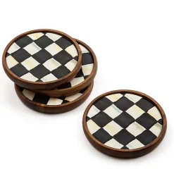 Courtly Check Enamel Coasters, Set of 4