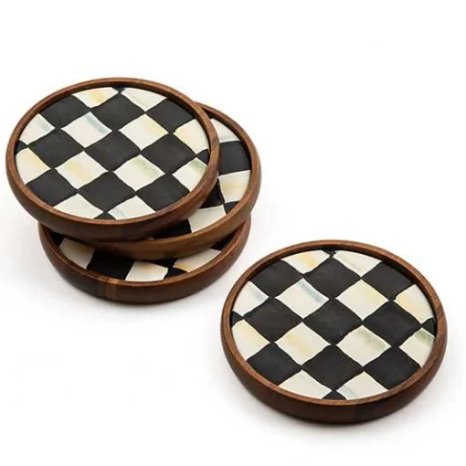Courtly Check Enamel Coasters, Set of 4