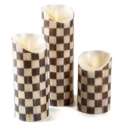 Courtly Check Flicker Candles - Set of 3