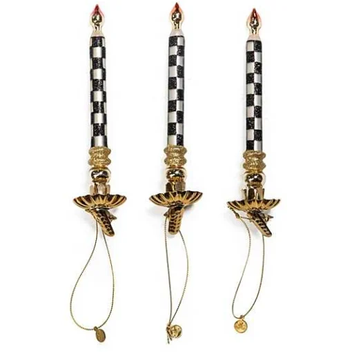 Courtly Check Glass Candle Clips, Set of 3