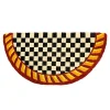 Courtly Check Half Round Red  Gold Entrance Mat