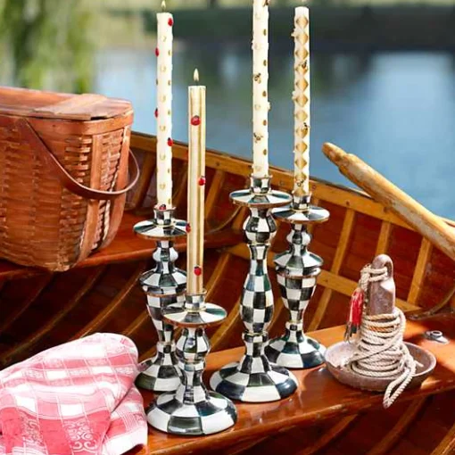 Courtly Check Large Enamel Candlestick
