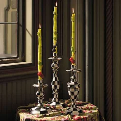 Courtly Check Large Enamel Candlestick