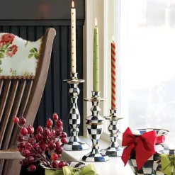 Courtly Check Large Enamel Candlestick