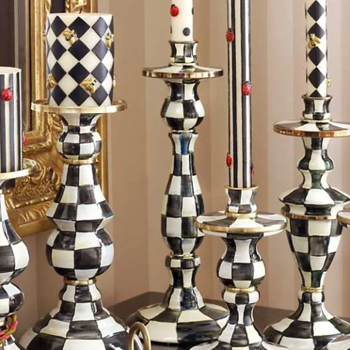 Courtly Check Large Enamel Candlestick