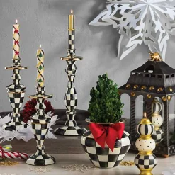 Courtly Check Large Enamel Candlestick