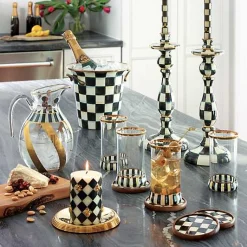 Courtly Check Large Enamel Candlestick