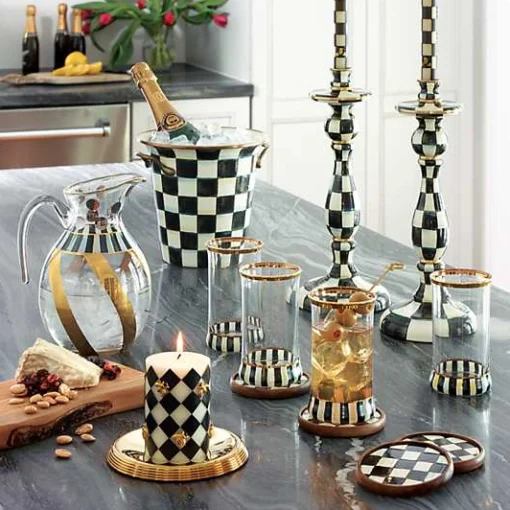 Courtly Check Large Enamel Candlestick