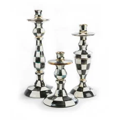 Courtly Check Large Enamel Candlestick