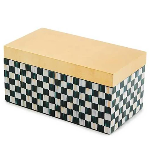 Courtly Check Large Lacquer Decorative Box with Gold Hinged Lid