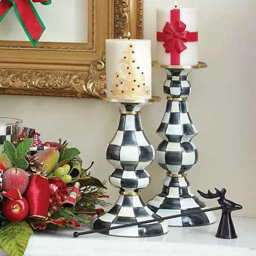 Courtly Check Large Pillar Candlestick