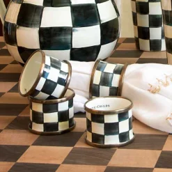 Courtly Check Napkin Rings, Set of 4