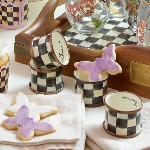 Courtly Check Napkin Rings, Set of 4