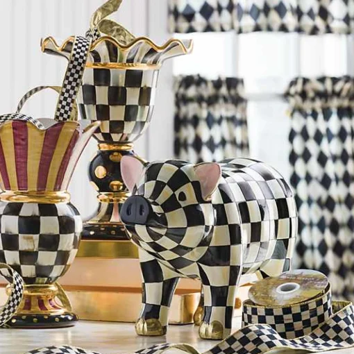 Courtly Check Pig Figurine
