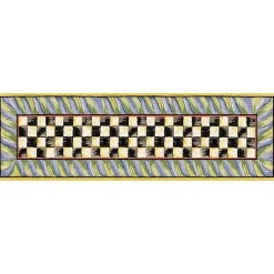 Courtly Check Purple  Green 2'6 x 8' Washable Runner