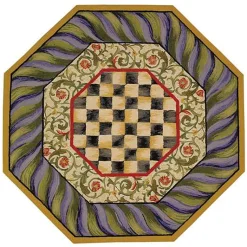 Courtly Check Purple  Green 5' Octagon Rug