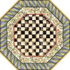 Courtly Check Purple  Green 6' Octagon Washable Rug