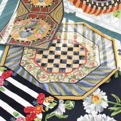 Courtly Check Purple  Green 5' Octagon Rug