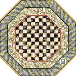 Courtly Check Purple  Green 6' Octagon Washable Rug