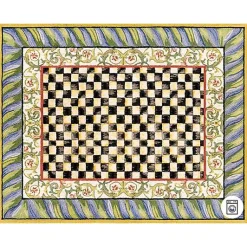 Courtly Check Purple  Green 8' x 10' Washable Rug