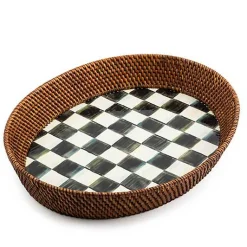 Courtly Check Rattan  Enamel Large Serving Tray