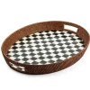 Courtly Check Rattan  Enamel Party Serving Tray
