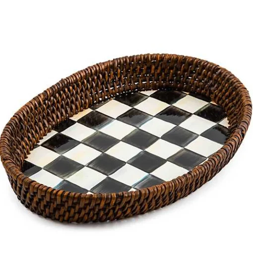 Courtly Check Rattan  Enamel Small Serving Tray