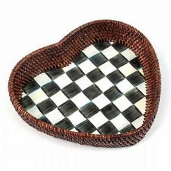 Courtly Check Rattan  Enamel Heart Tray