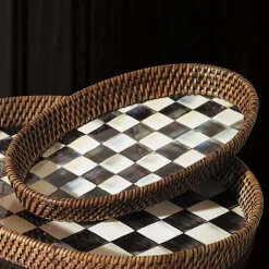Courtly Check Rattan  Enamel Small Serving Tray