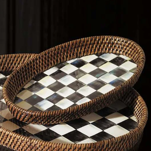 Courtly Check Rattan  Enamel Small Serving Tray