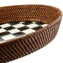 Courtly Check Rattan  Enamel Large Serving Tray