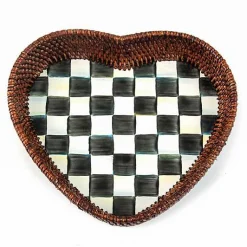 Courtly Check Rattan  Enamel Heart Tray