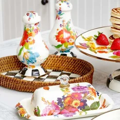 Courtly Check Rattan  Enamel Small Serving Tray