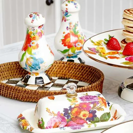 Courtly Check Rattan  Enamel Small Serving Tray