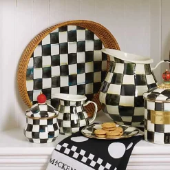 Courtly Check Rattan  Enamel Large Serving Tray