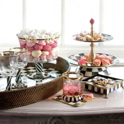 Courtly Check Rattan  Enamel Party Serving Tray
