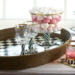 Courtly Check Rattan  Enamel Large Serving Tray