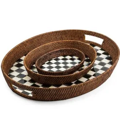 Courtly Check Rattan  Enamel Small Serving Tray