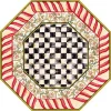 Courtly Check Red  Gold 6' Octagon Washable Rug