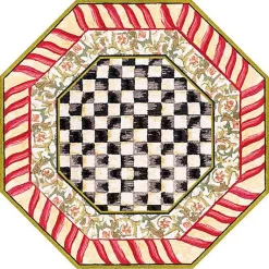 Courtly Check Red  Gold 6' Octagon Washable Rug