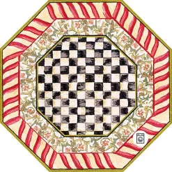 Courtly Check Red  Gold 6' Octagon Washable Rug