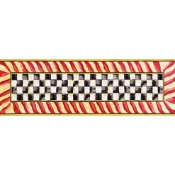 Courtly Check Red  Gold 2'6 x 8' Washable Runner