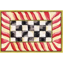 Courtly Check Red  Gold 2' x 3' Washable Rug